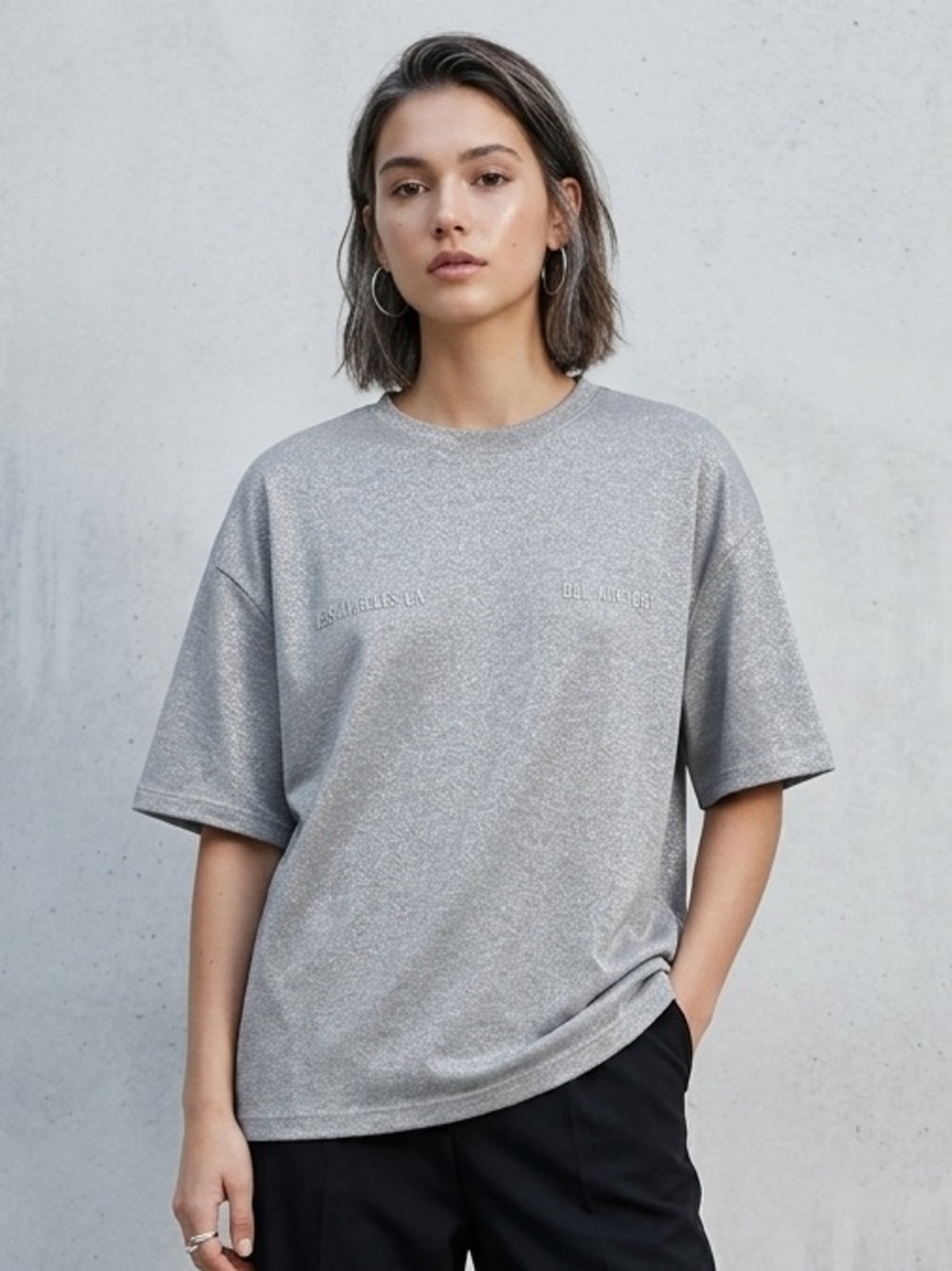 ZARA Bel-Air Metallic Shimmer Tee M 23.5” p2p Silver $35 Retail NWOT